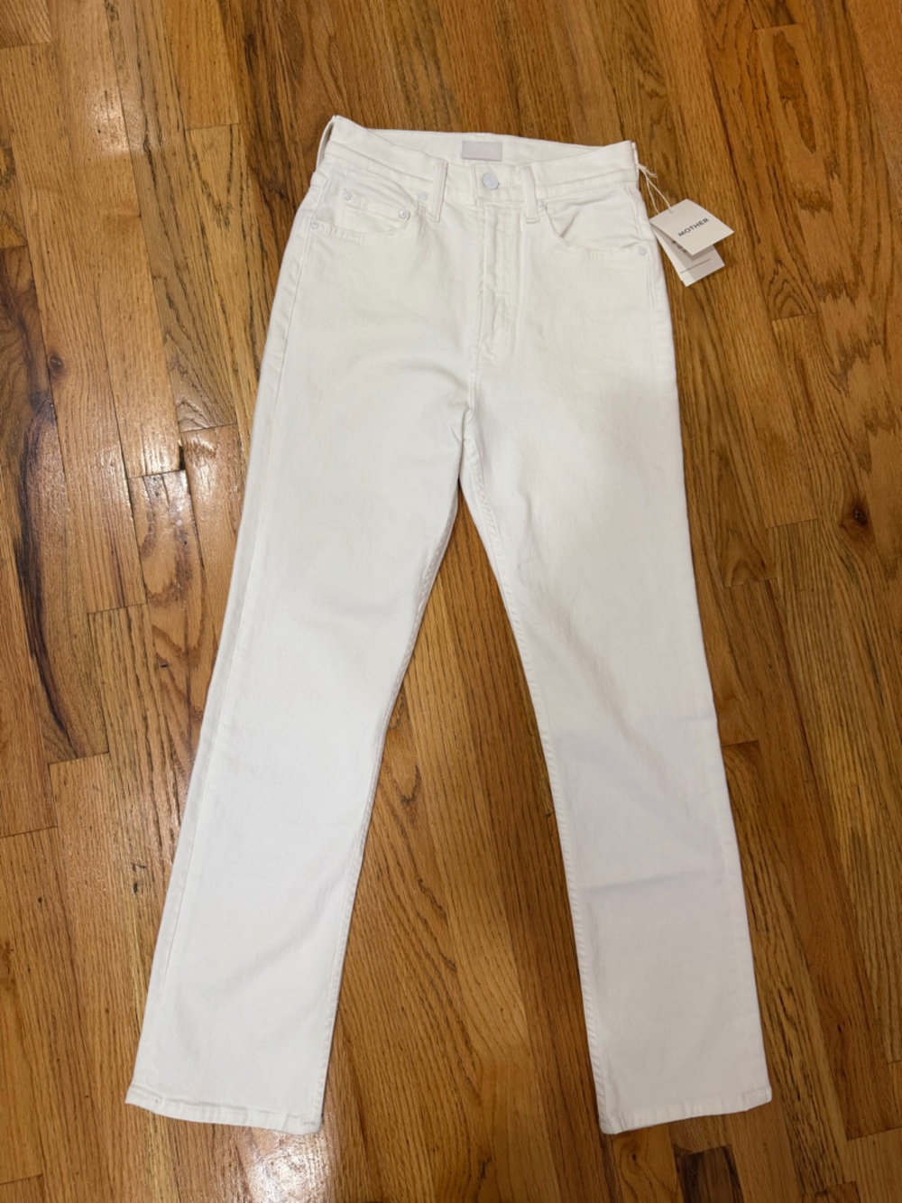 MOTHER White High-Rise rider ankle
